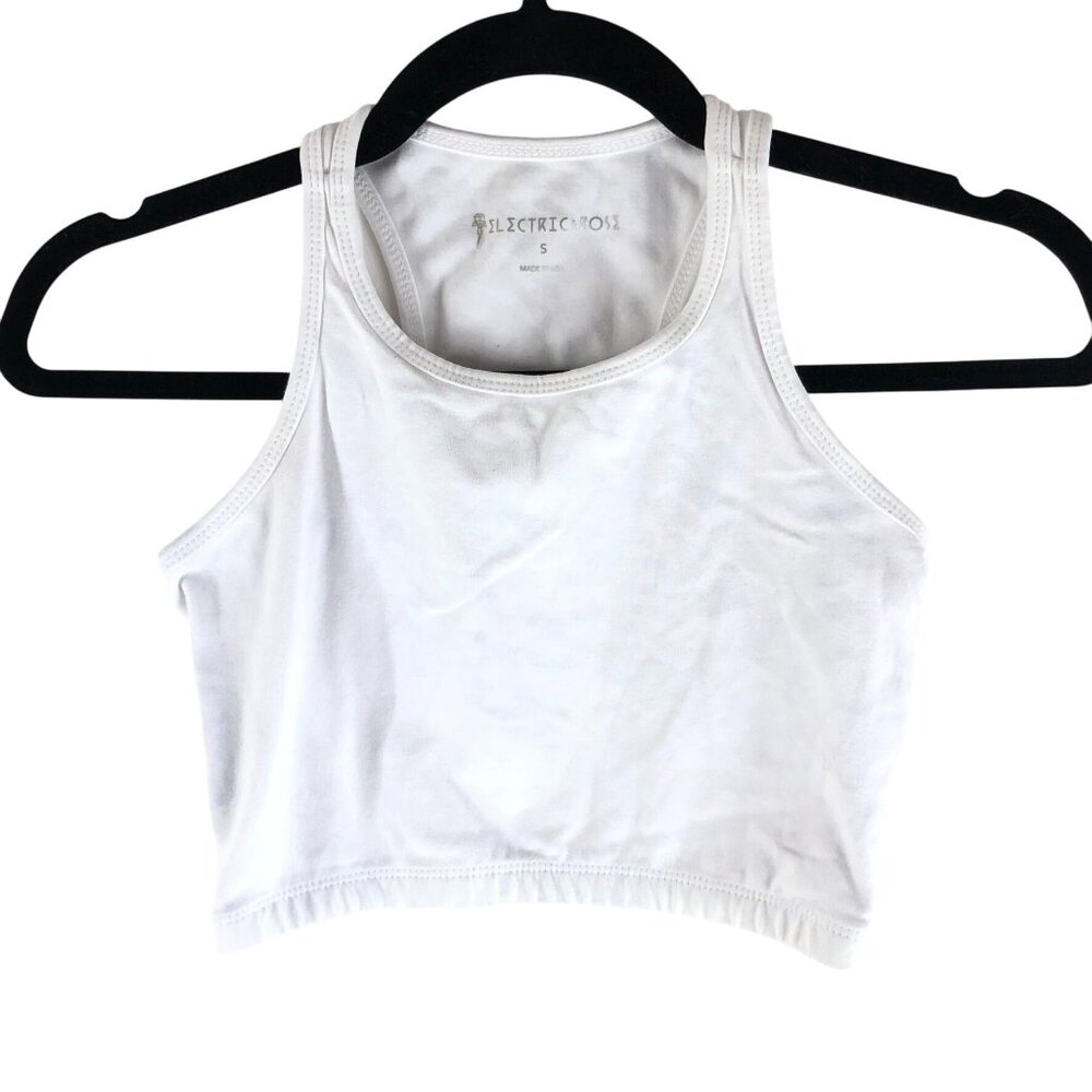 Electric & Rose Sports Bra Crop Top Racerback Solid White S